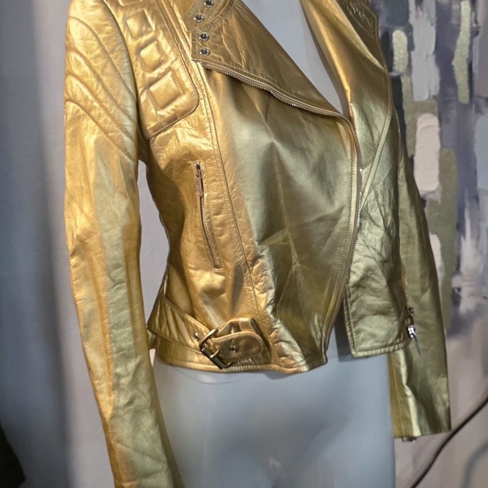 Ralph Lauren Purple Label Gold Leather Jacket